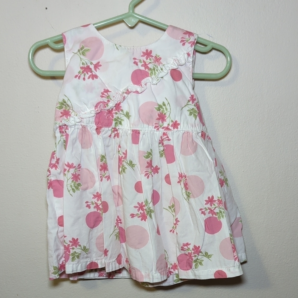 Miniwear White + Pink Floral Baby Dress w/ Matching Bloomers Baby Girl Size 18m